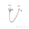 CROWN 316L SURGICAL STEEL CHAIN CARTILAGE BARBELL